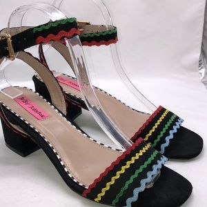Betsey Johnson Rick Rack Block Heel Sandal